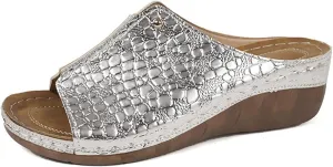 Wedges Sandals for Women Damping Sole Upgradation Stretch Lightweight Sandals Slip on Espadrille Sandal Wide Width Arch Support Cushion Slides Summer Beach Walking Shoes