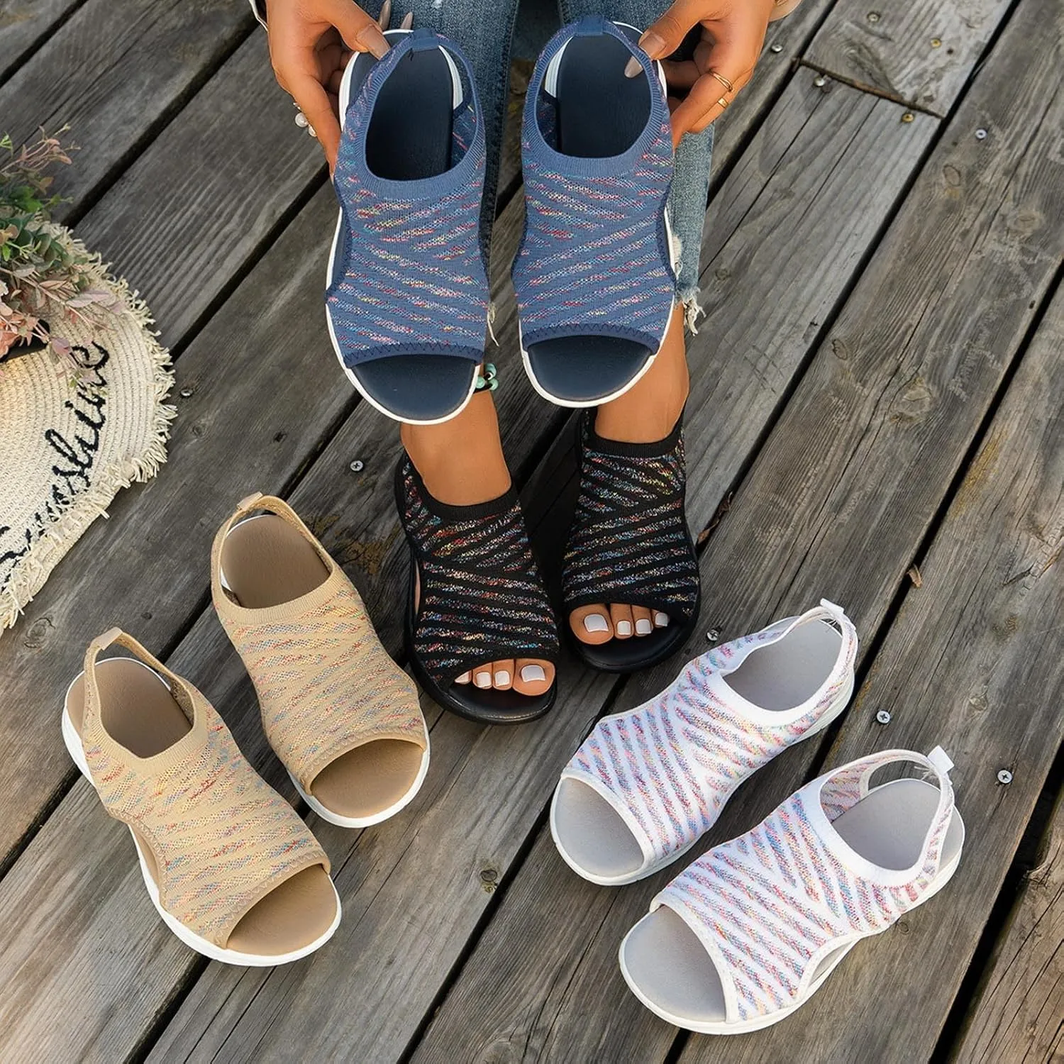 Wedges Shoes For Women Sandals With Arch Support Comfortable Sandals Women Flip Flops Flat for Platform