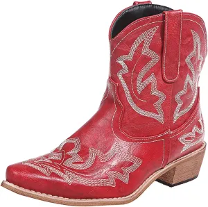 Western Cowboy Boots for Women Wide Calf Cowgirl Boots Retro Mid Calf Western Chunky Heels Pull on Embroidered Boots