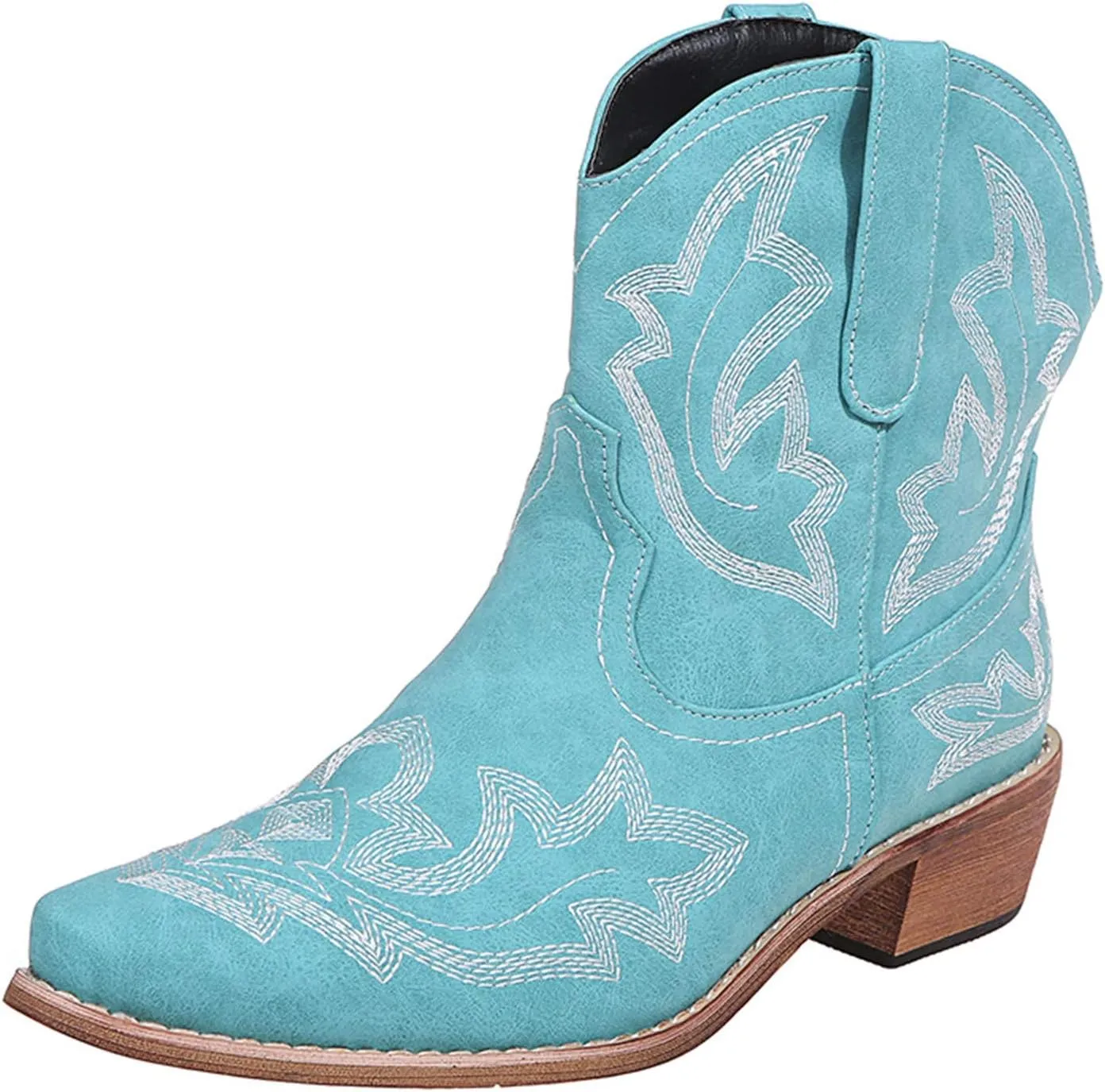 Western Cowgirl Boots for Women Cowboy Boots for Women Western Pointed Toe Embroidered Chunky Heel Pull on Boots