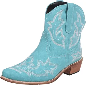 Western Cowgirl Boots for Women Cowboy Boots for Women Western Pointed Toe Embroidered Chunky Heel Pull on Boots