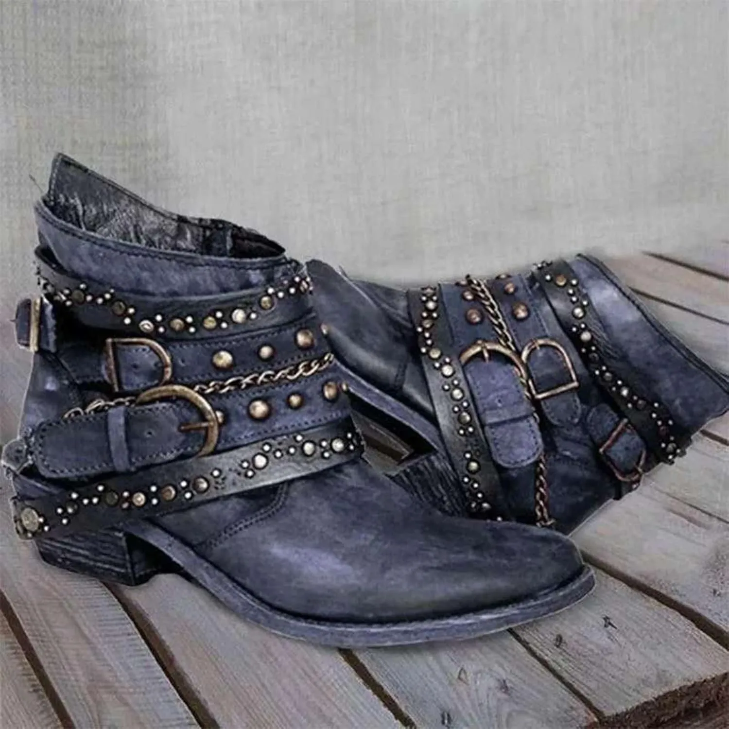 Winter Boots for Women Ankle Black Suede Booties Ladies Hiking Boots Ankle Bootie for Women with Heel Keep Warm Flat Bottom Chunky Low Heel Classic Pointed Toe