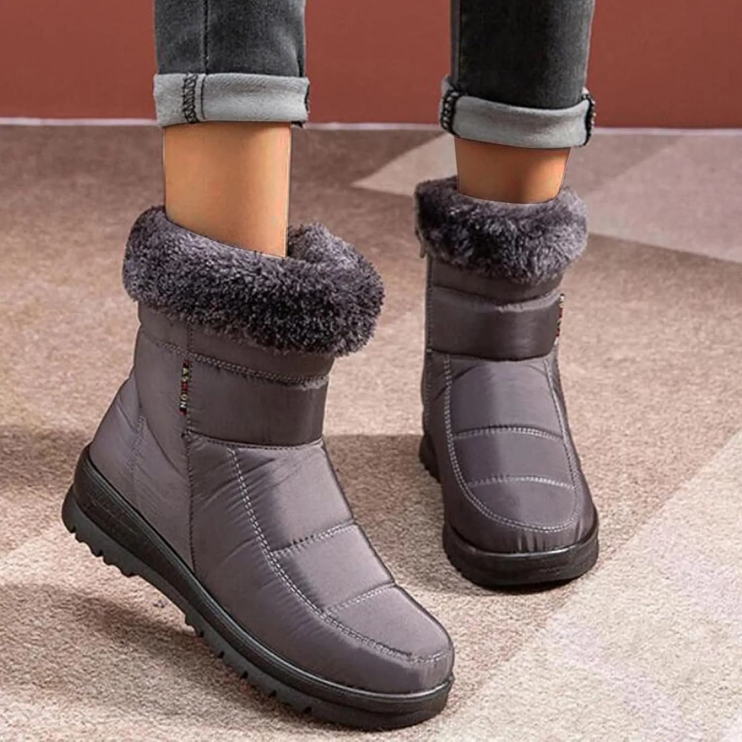 Winter Boots for Women Fashion Waterproof Winter Boots for Women Womens Snow Boots Wide Calf Winter Boots Womens Size 8.5 Women Warm Fur Lined Snow Boots Waterproof Shoes