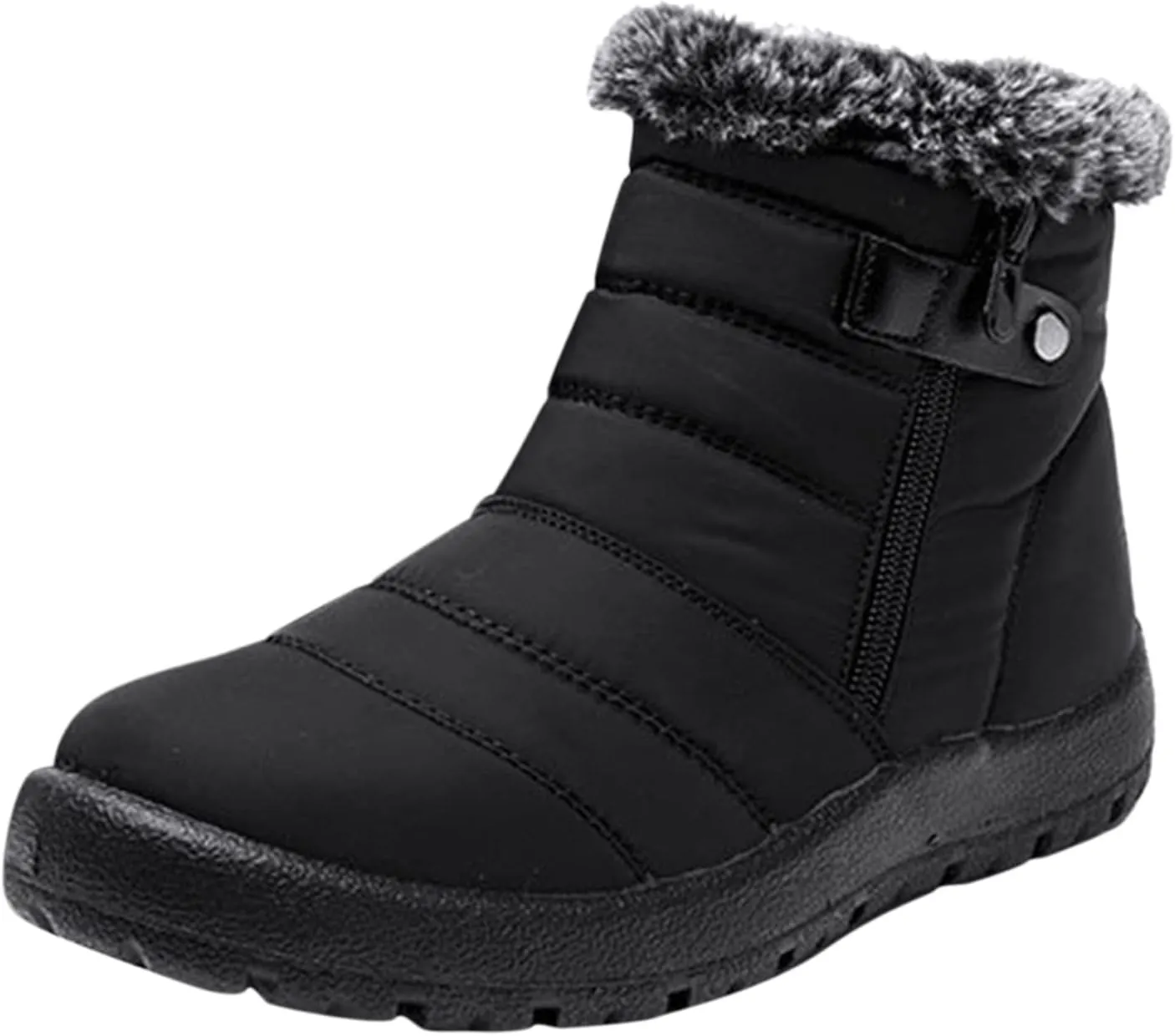 Winter Boots for Women Warm Fur Lined Boots Waterproof Anti Slip Outdoor Boot Zipper Fashion Womens Flat Booties