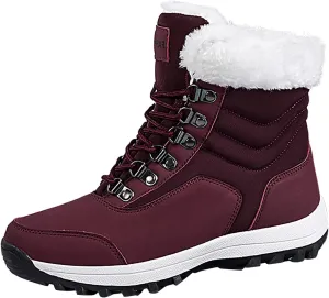 Winter Snow Boots for Women: Waterproof Fur Lined Ankle Booties - Warm Slip on Woman Shoes, Platform Boots for Women