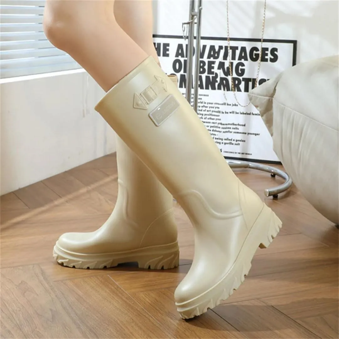 Woman High Water Boots Rain Rubber Shoes Waterproof Galoshes Garden Work Rainboots