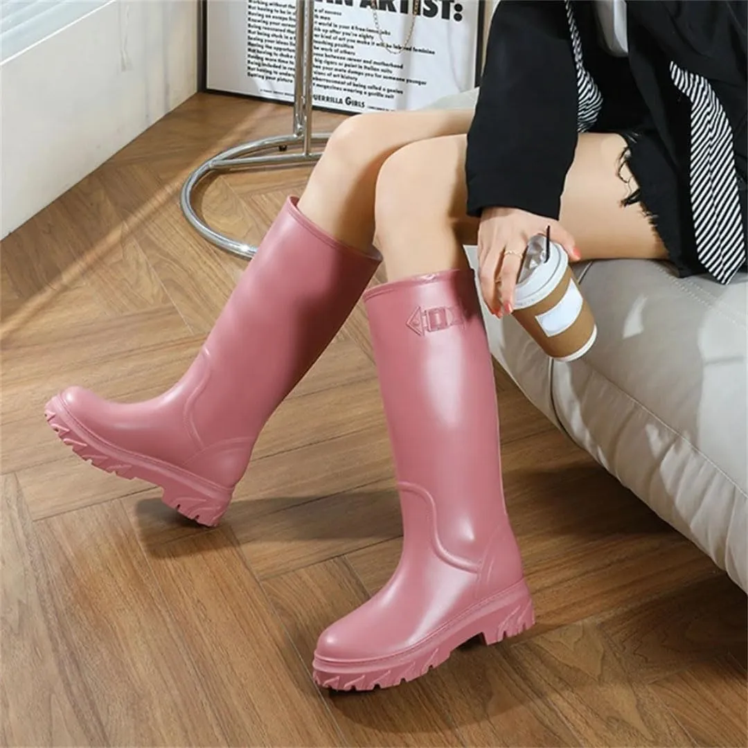 Woman High Water Boots Rain Rubber Shoes Waterproof Galoshes Garden Work Rainboots
