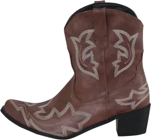Women Cowboy Boots Wide Calf Cowgirl Boots Western Mid Calf Boots Ponited Toe Chunky Low Heels Mid Calf Embroidered