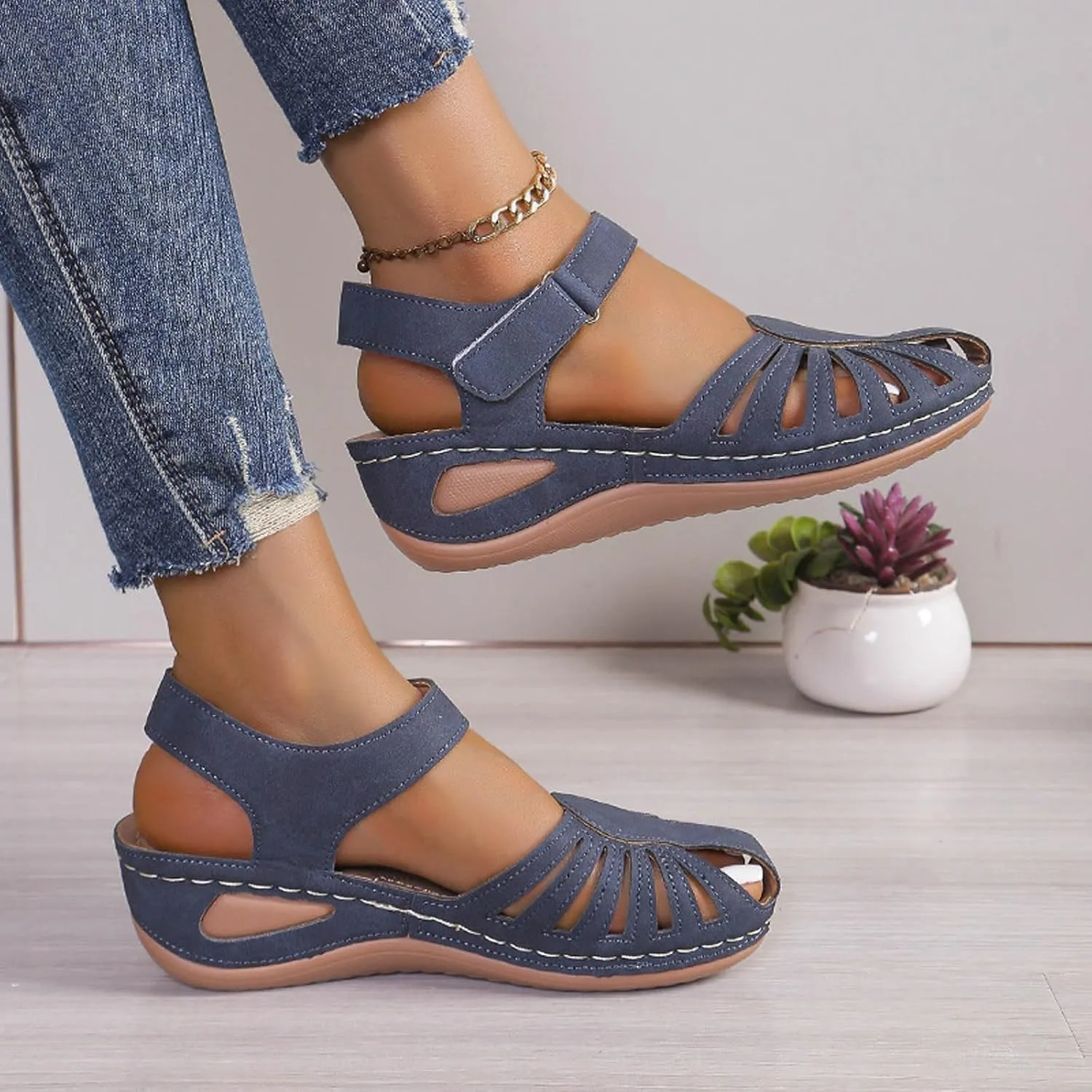 Women Dressy Summer Wedge Sandals For Womens Comfortable Platform Shoes Leather Sandals Women Platform