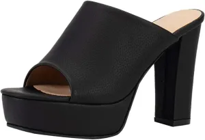 Women High Heel Slides Platform Chunky Heels Mules Open Toe Sandals Slip on Dress Shoes Fashion Slippers