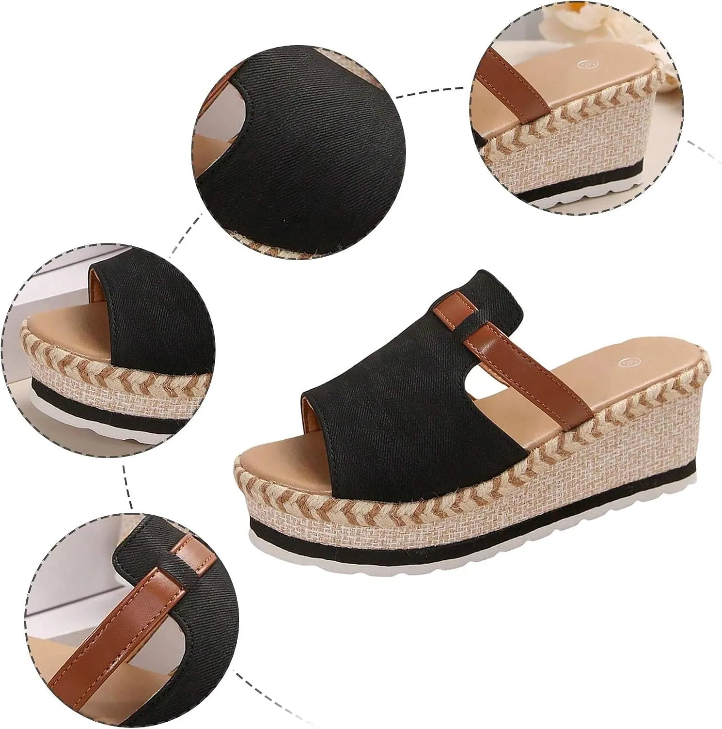 Women Orthopedic Platform Wedge Sandals Summer Dressy Open Toe Sandals Casual Slip on Beach Boho Outdoor Shoes