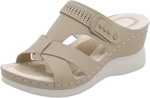 Women Orthopedic Wedge Sandals 2025 Summer Dressy Open Toe Platform Walking Sandals Comfortable Casual Slip on Beach Slippers