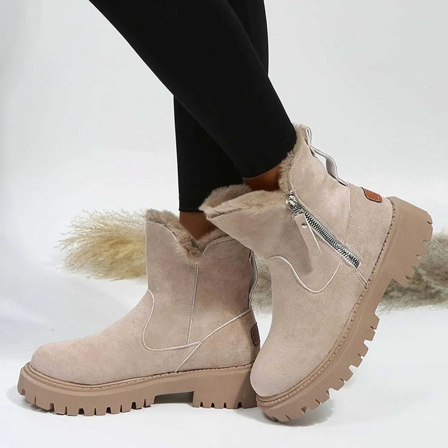 Women Snow Boots Waterproof Tall Womens Extra Wide Width Winter Boots Womens Wide Snow Boots Wide Width Women's Black Brown Tan Grey Winter Snow Boots Botas Para Trabajo En La Nieve
