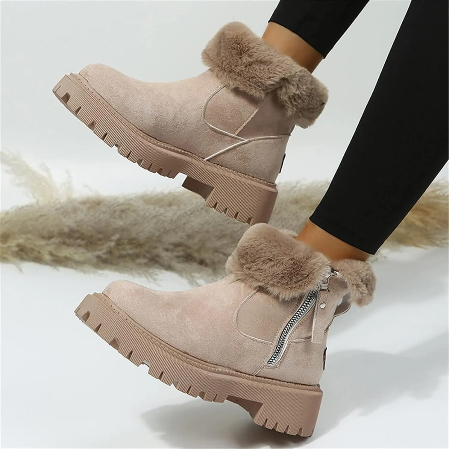 Women Snow Boots Waterproof Tall Womens Extra Wide Width Winter Boots Womens Wide Snow Boots Wide Width Women's Black Brown Tan Grey Winter Snow Boots Botas Para Trabajo En La Nieve