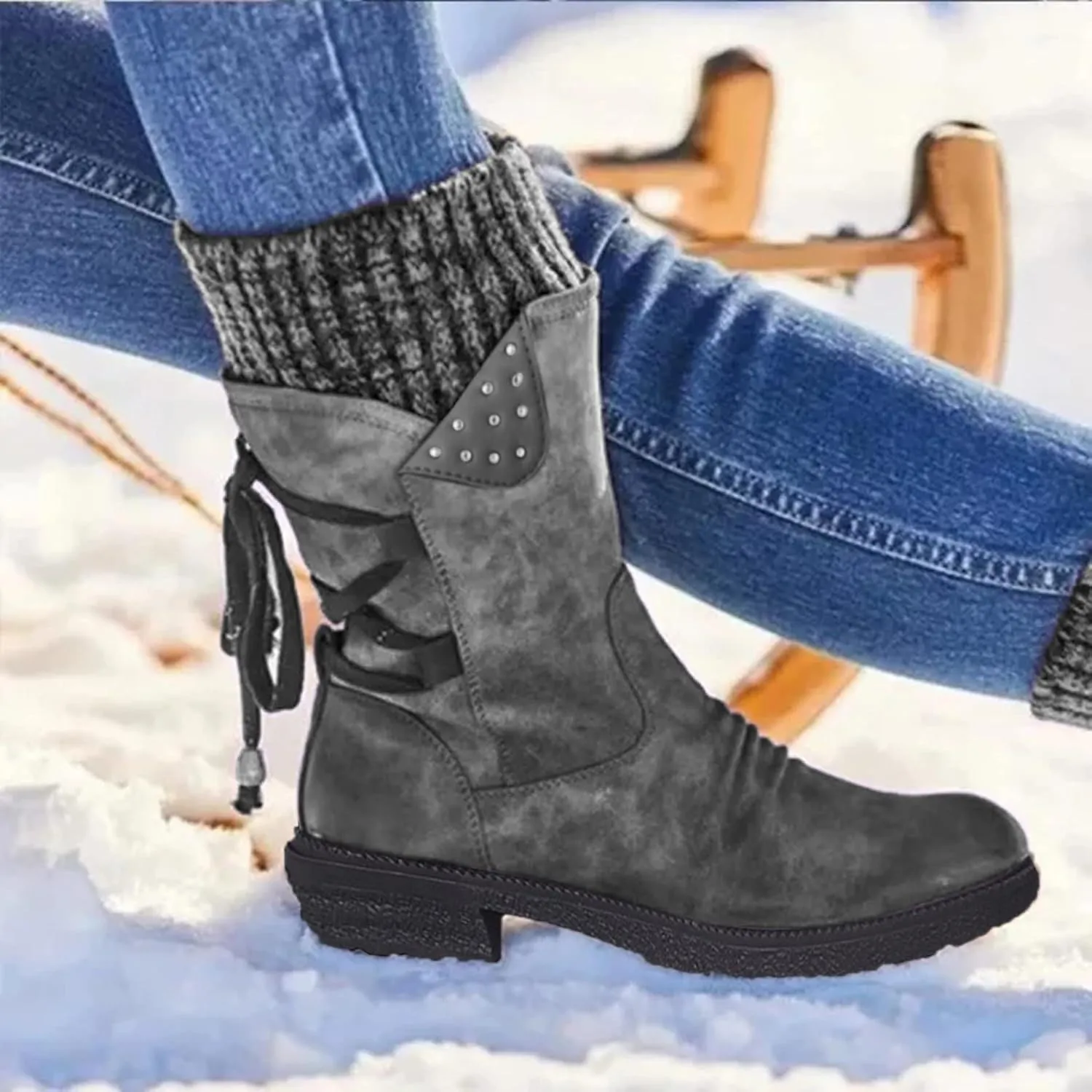 Women Winter Boots Waterproof Warm Waterproof Winter Boots for Women Wide Calf Ankle Winter Boots for Women Womens Fur Boots Women Waterproof Snow Boots Size 7 Early Prime of Day Deals 2024