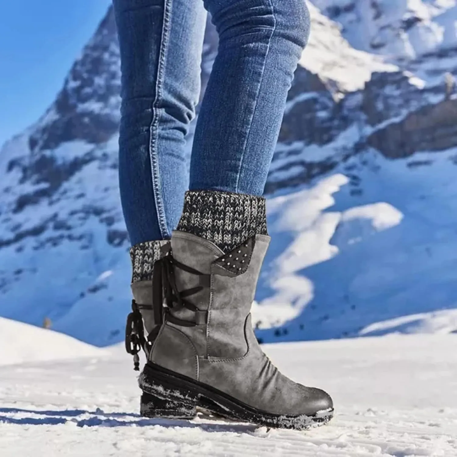 Women Winter Boots Waterproof Warm Waterproof Winter Boots for Women Wide Calf Ankle Winter Boots for Women Womens Fur Boots Women Waterproof Snow Boots Size 7 Early Prime of Day Deals 2024