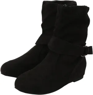 Women'Dressy Mid Calf Boots Women Fashion Low Heel Boots Low Heels Fashionable Casual Mid Calf Round Toe Women Boots