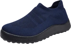 Womens Athletic Walking Shoes, Women Slip On Shoes Sneakers, Non Slip Running Shoes for Women, Laceless Casual Breathable Lightweight Mesh Knit