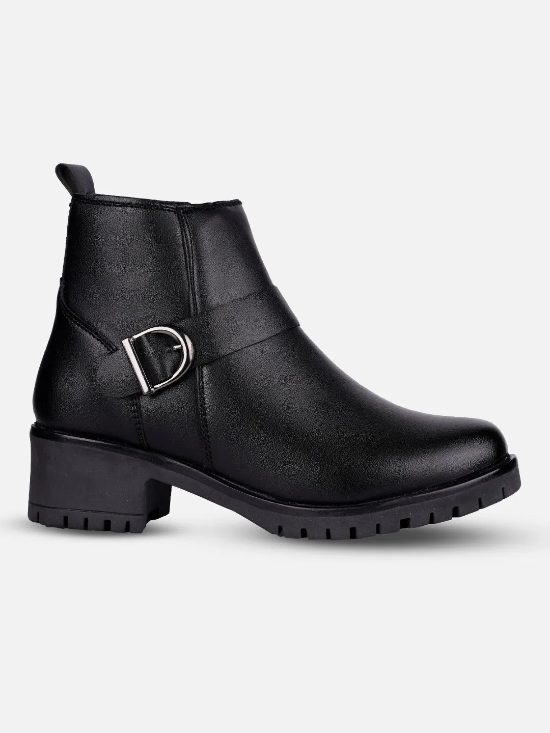 Women's Black Ankle Boots (IU5001)