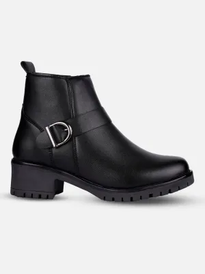 Women's Black Ankle Boots (IU5001)