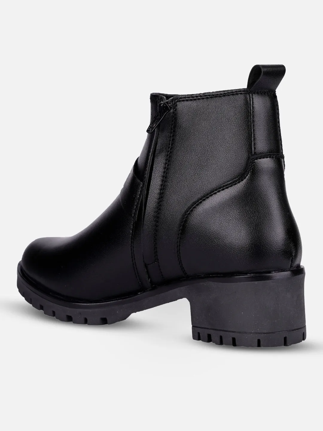 Women's Black Ankle Boots (IU5001)