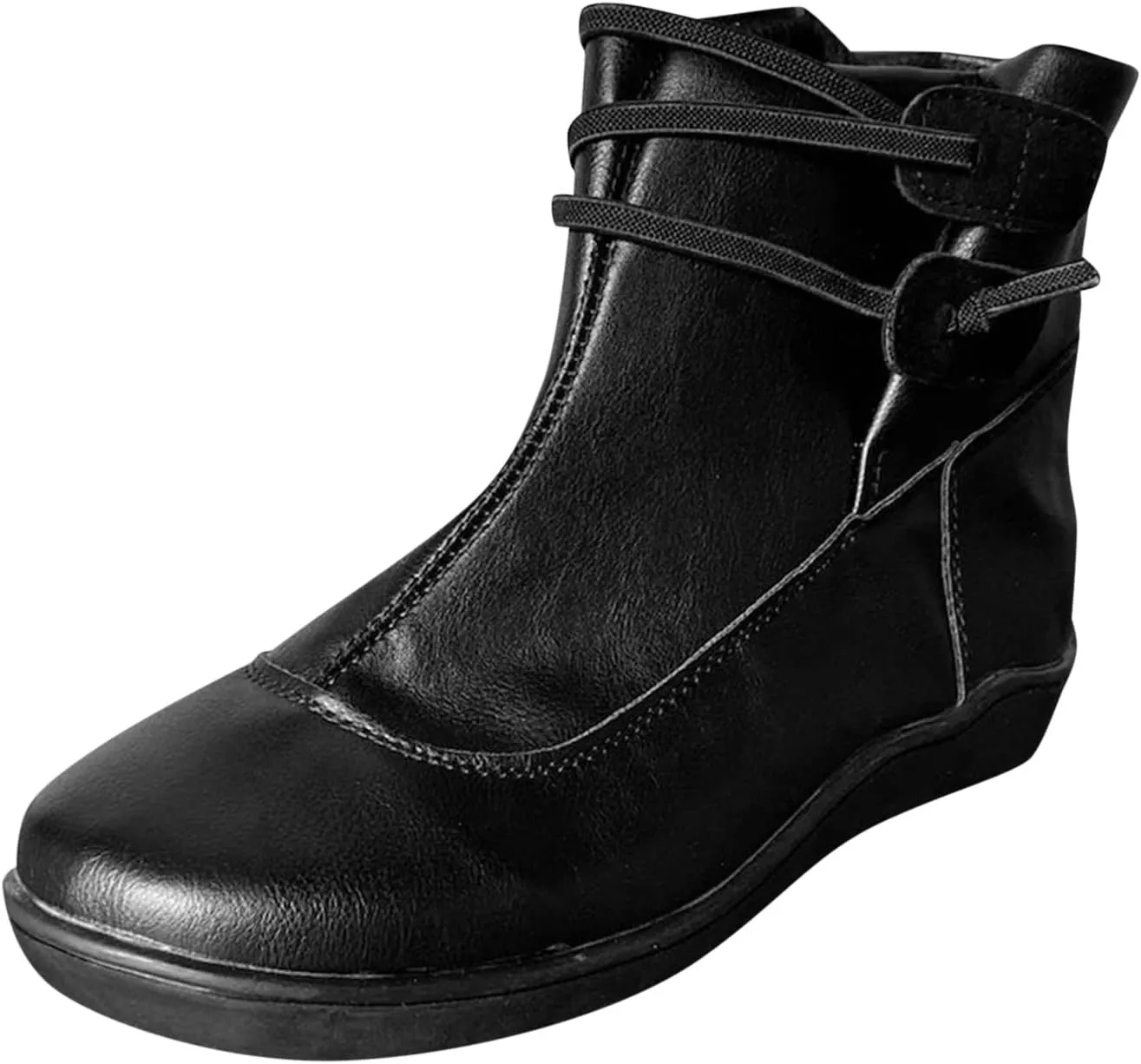 Womens Boots Retro Exquisite Beautiful Leather Boots for Women Flat Soft Sole Comfortable Ankle Boots