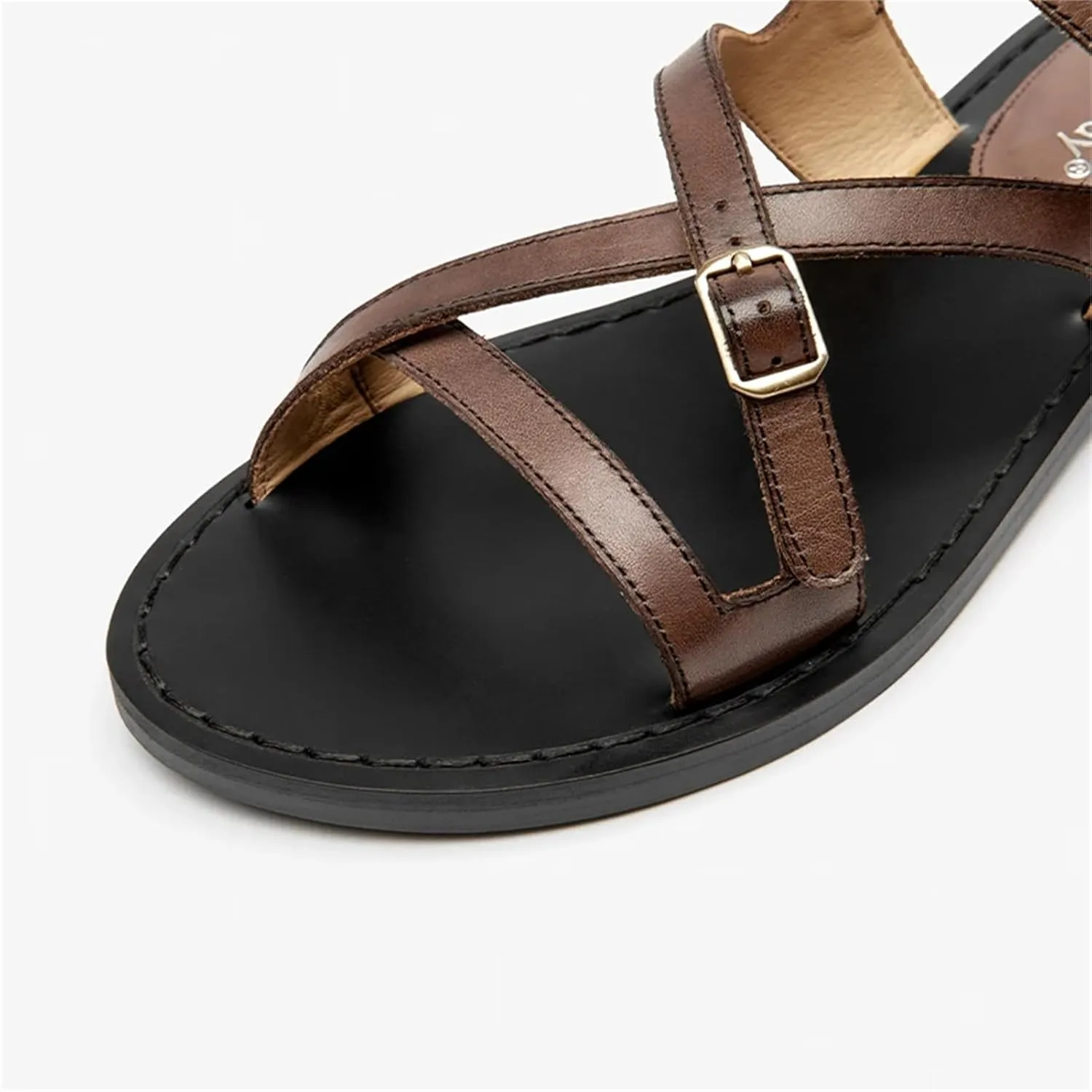 Women's Braided Gladiator Sandals - Cow Leather Ankle Buckle Platform Summer