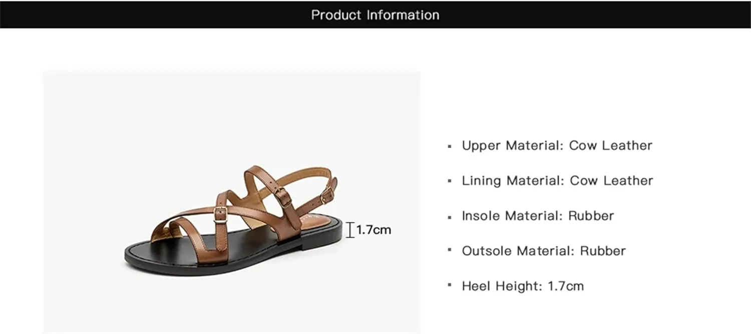 Women's Braided Gladiator Sandals - Cow Leather Ankle Buckle Platform Summer