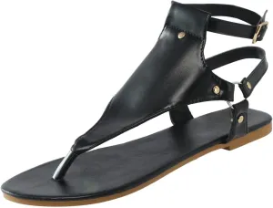 Women's Elastic Strappy Thong Ankle Strap Summer Gladiator Sandals T-Strap Walking Thong Sandals for Women, Beach Flat Walking Shoes Comfortable Slip on Dress Shoes