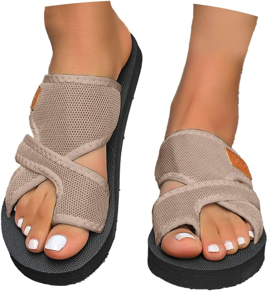 Womens Hollow Mesh Slide Sandals Comfortable Orthopaedic Slippers for Women Summer Mesh Flats Beach Sandals Non Slip Casual Breathable Walking Slide Shoes