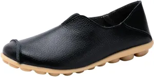 Womens Leather Shoes Casual Dressy Comfortable Loafers Summer Slip On Walking Driving Flats Lightweight Work Shoes 2025 Fashion