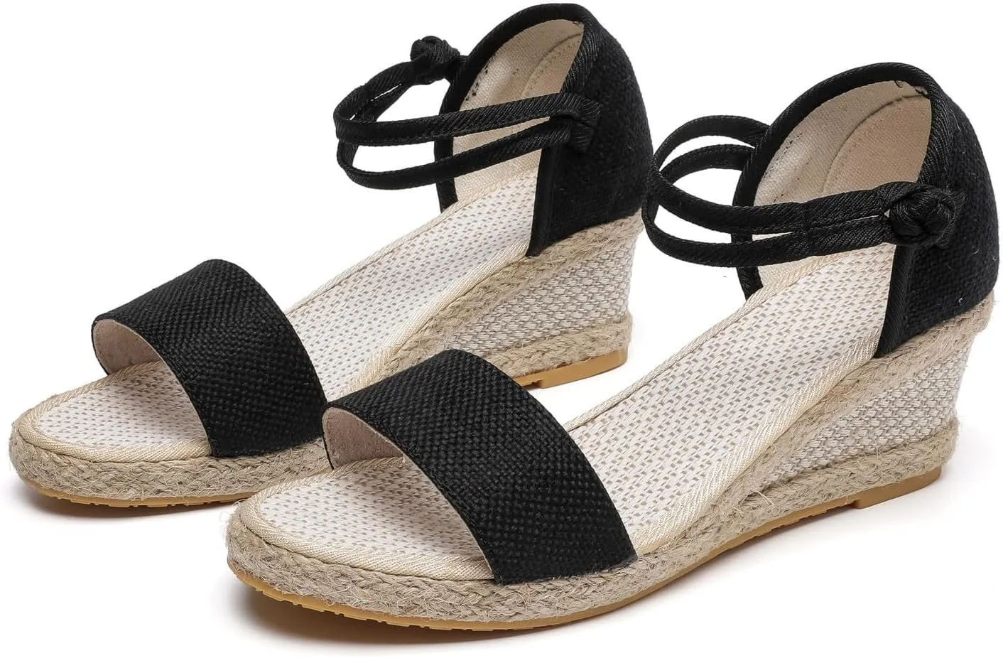 Women's Open Toe Espadrilles Summer Buckle Ankle Strap Wedge Sandals Non Slip High Heels Slingback Beach Sandals Comfortable Lightweight Breathable Bohemian Wedding Shoes Espadrilles Footwear
