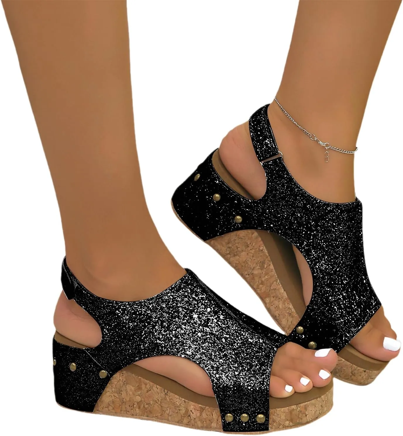Women's Orthopedic Platform Wedge Sandals Casual Flat Open Toe Ankle Strap Espadrilles Sandals Summer Dressy Arch Support Walking Shoes Lightweight Comfort Outdoor Shoes