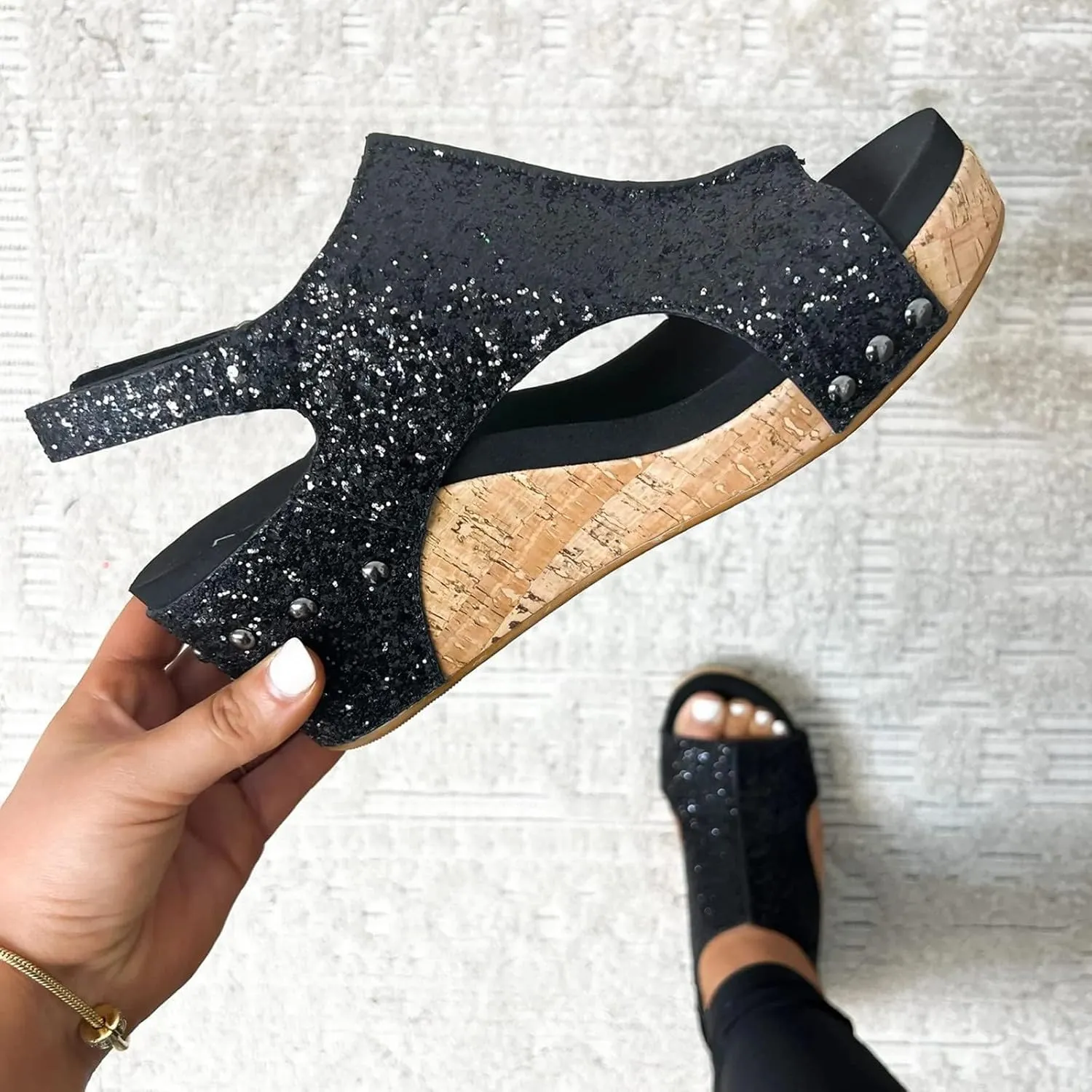 Women's Orthopedic Platform Wedge Sandals Casual Flat Open Toe Ankle Strap Espadrilles Sandals Summer Dressy Arch Support Walking Shoes Lightweight Comfort Outdoor Shoes