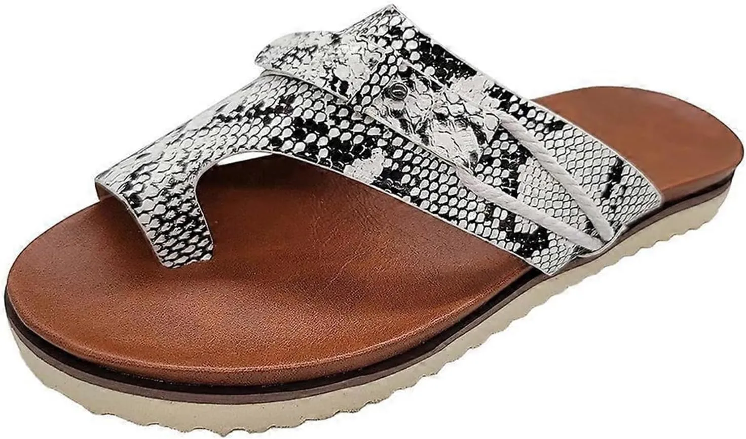 Womens Orthopedic Sandals Summer Comfy Big Toe Correction Sandal Walking Bunion Flip Flops Lightweight Breathable Leather Workout Slippers Platform Flat Sole Beach Shoes