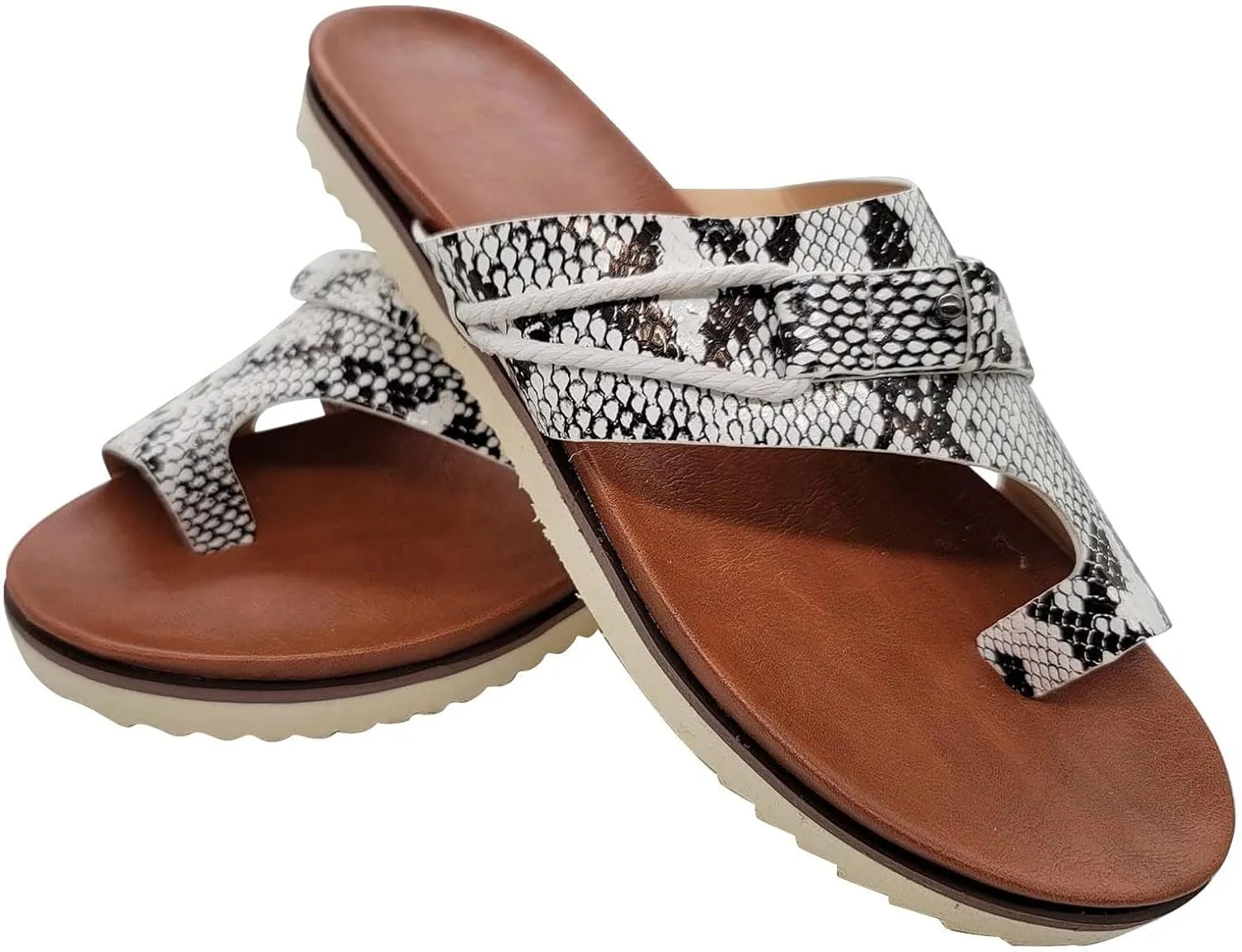 Womens Orthopedic Sandals Summer Comfy Big Toe Correction Sandal Walking Bunion Flip Flops Lightweight Breathable Leather Workout Slippers Platform Flat Sole Beach Shoes