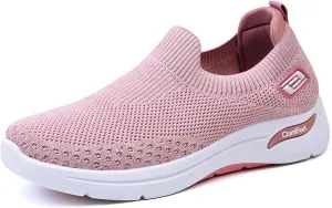 Womens Orthopedic Shoes Breathable Lightweight with Arch Support Sneakers Soft Knitted Slip-On Running Jogging Shoe Casual Comfortable Slip Ins Workout Tennis Shoes Mesh Trainers