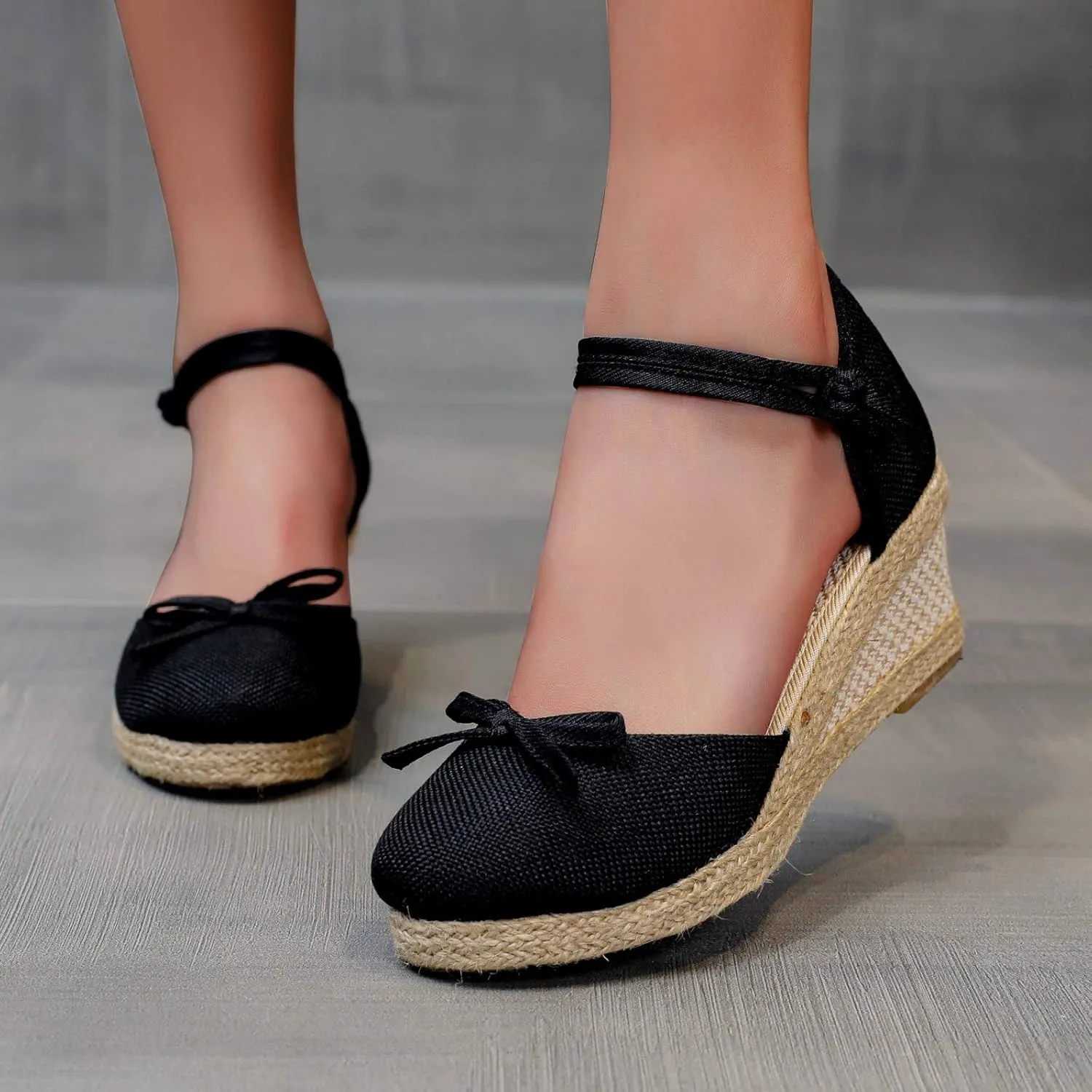 Women's Sandals High Heel Platform Bohemian Elastic Ankle Strap Closed Toe Summer Wedding Party Dress Shoes