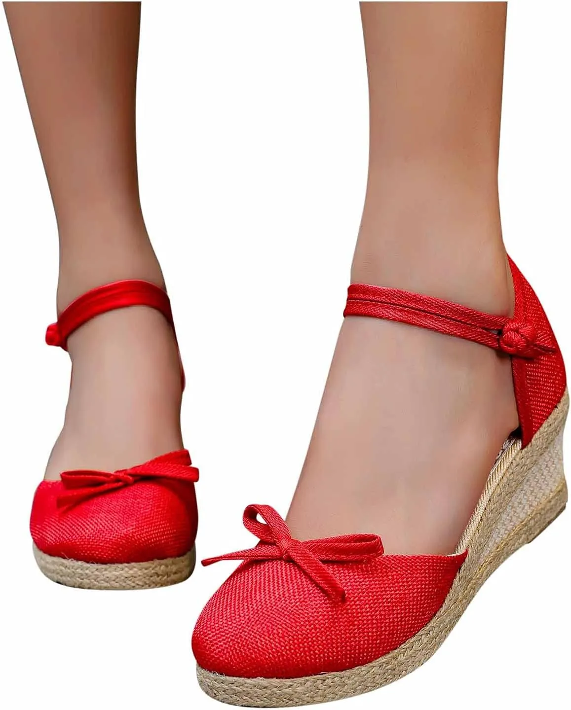 Women's Sandals High Heel Platform Bohemian Elastic Ankle Strap Closed Toe Summer Wedding Party Dress Shoes