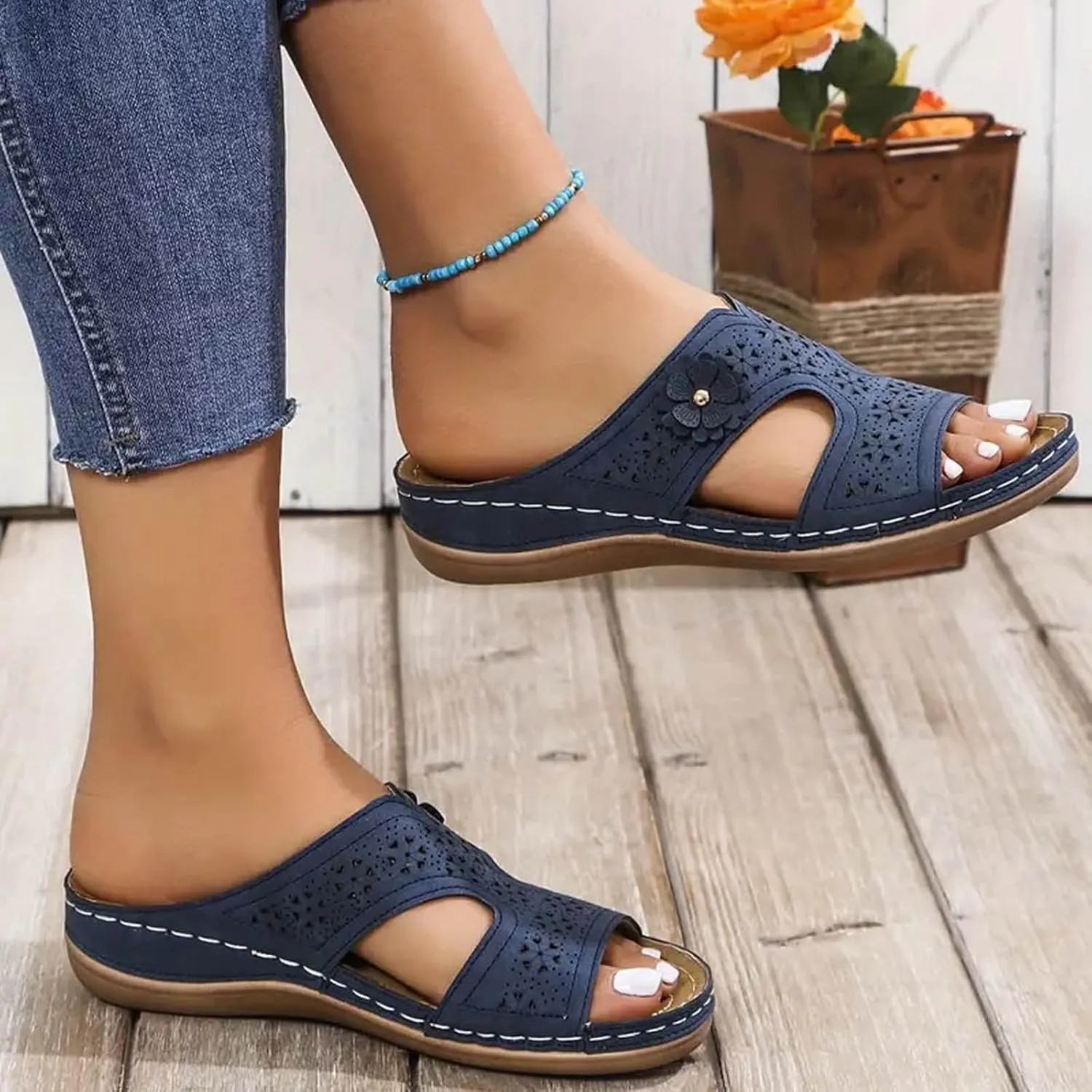 Women's Sandals Open Toe Flatform Wedge Casual Sandal Orthopedic Sandals Women's Ankle Strap Low Wedge Sandals