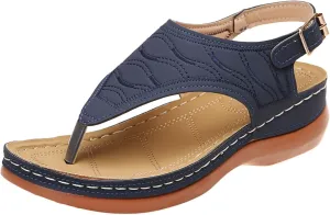 Women's Sandals Thong Slide Flat Slippers Arch Support Sandals with Strappy String Ankle Strap Gladiator Walking Shoes