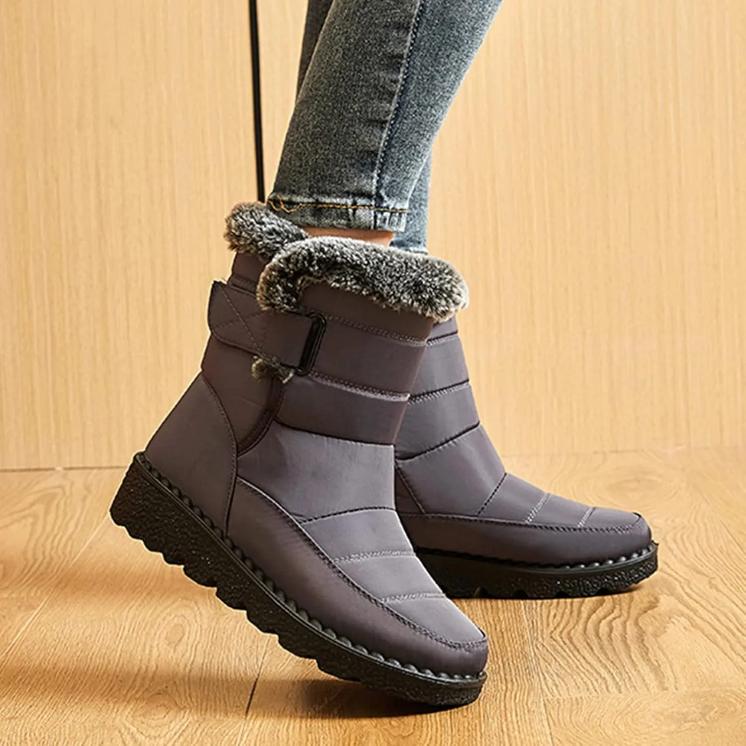 Women's Snow Boots Size 9 Wide Womens Snow Boots Size 12 Wide Women's Wide Width Ankle Booties Flat Heel Classic Winter Boots Mid Calf Winter Boots for Women with Fur Womens Winter Ankle Boots