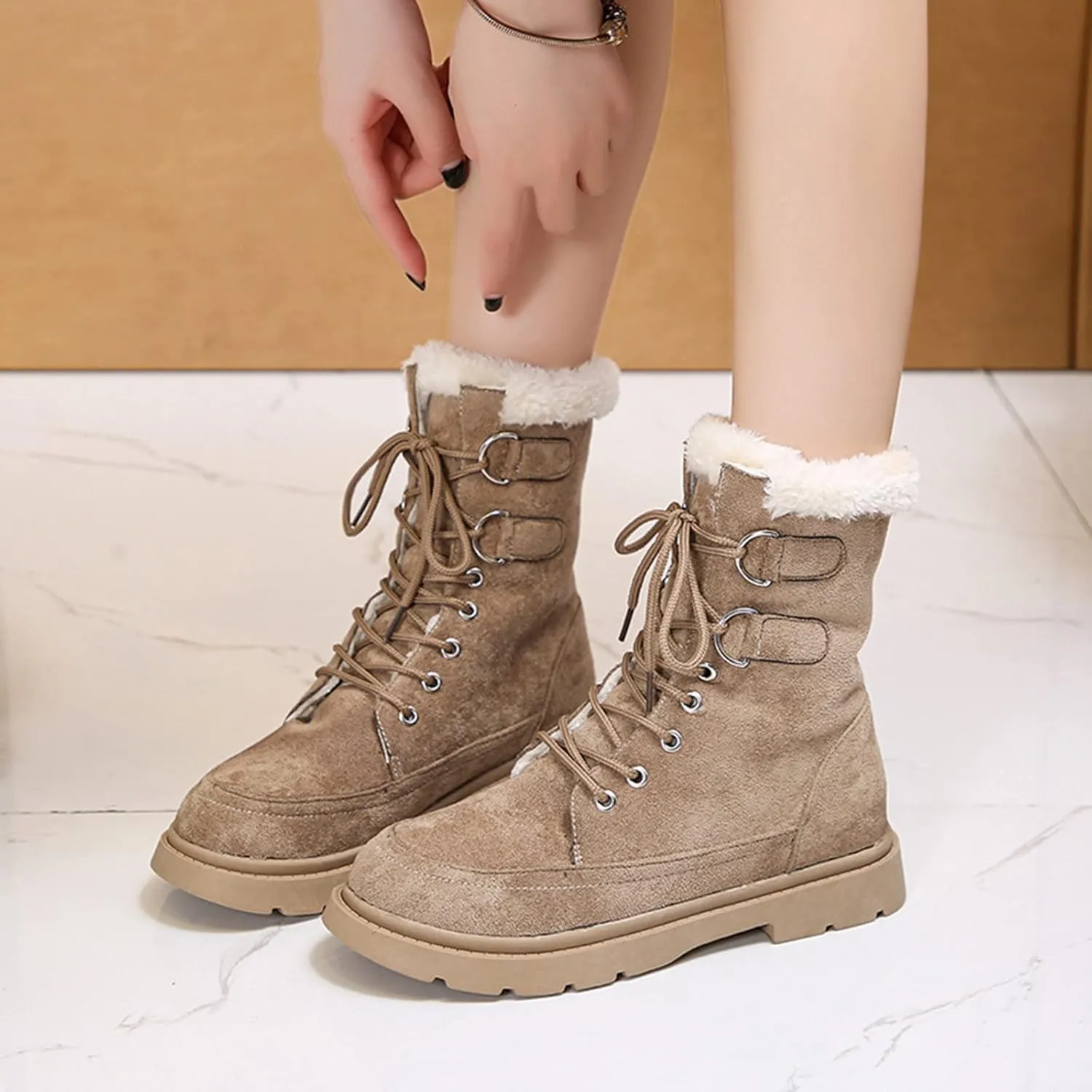 Womens Snow Boots Tall Bota Elegante De Invierno Para Mujer Ankle Winter Boots for Women Furry Boots Winter Boots for Women Waterproof