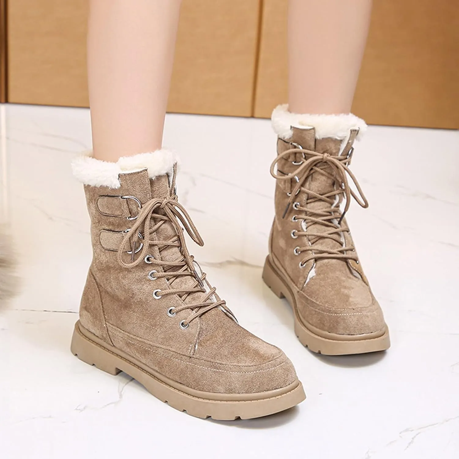 Womens Snow Boots Tall Bota Elegante De Invierno Para Mujer Ankle Winter Boots for Women Furry Boots Winter Boots for Women Waterproof