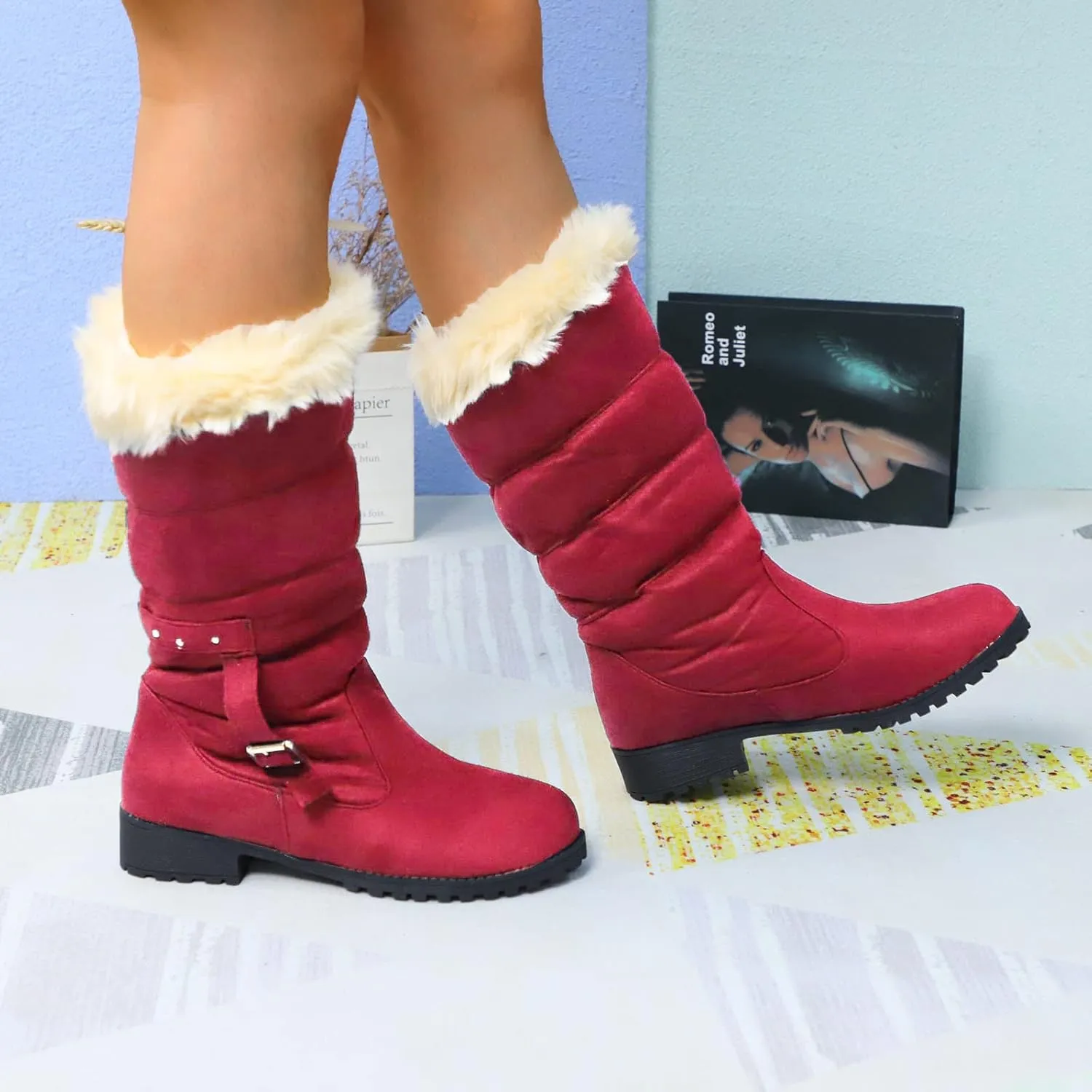 Womens Snow Boots Wide Width Zipper Non Slip Winter Boots for Women Snow Boots for Women Wide Feet Tall Snow Boots for Women Botas Impermeables Para Invierno Mujer