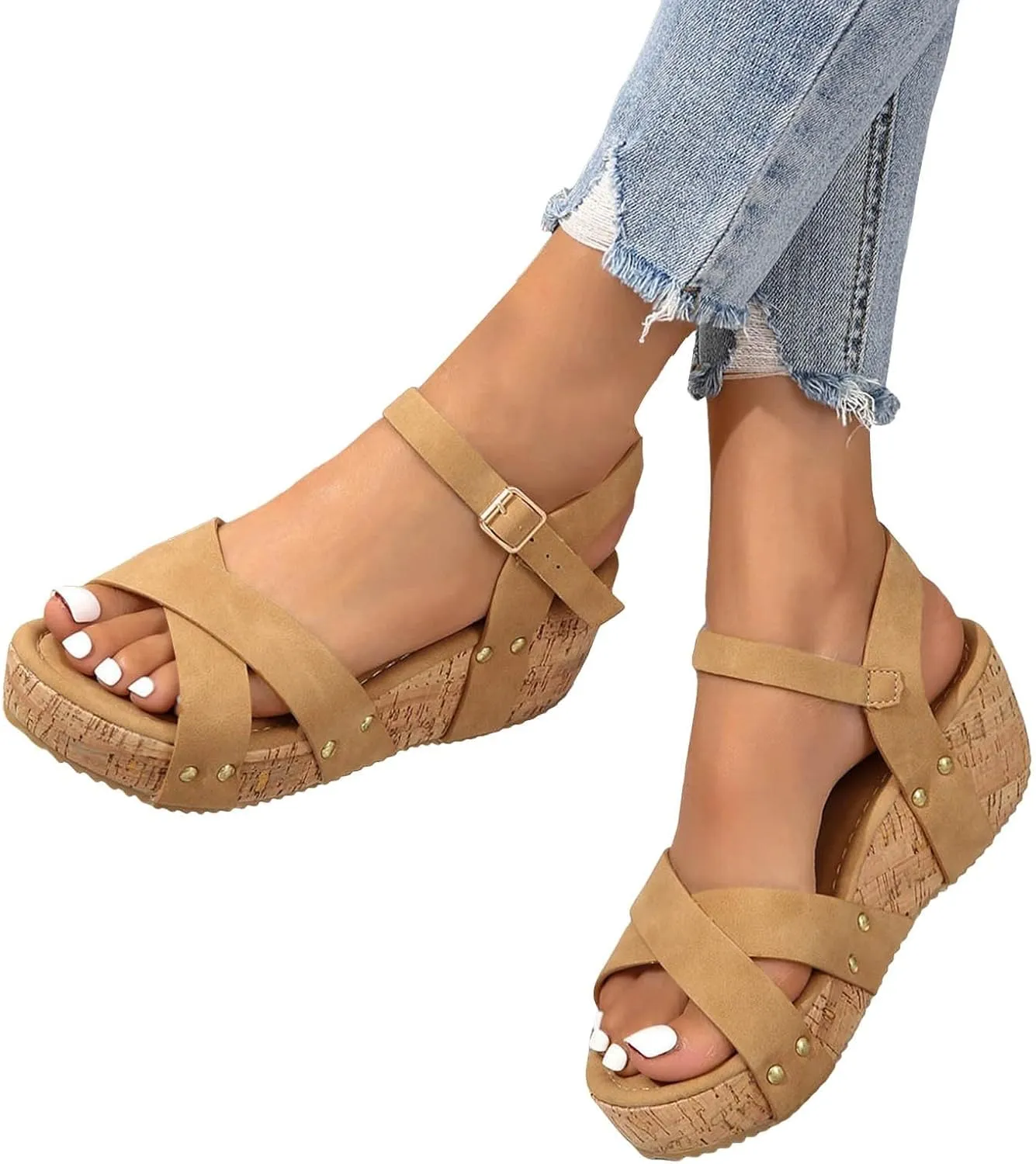 Women's Thick Soled Wedge Shoes Fashionable Casual Hollow Spring And Summer Outdoor Beach Sandals Sandals for Walking