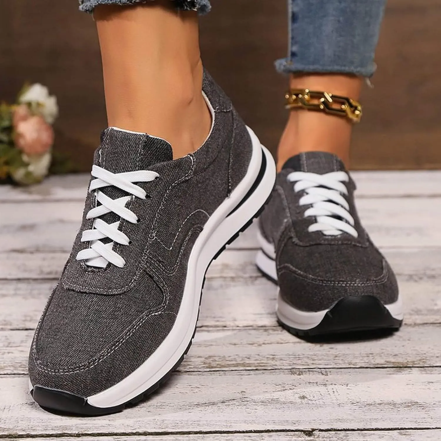 Womens Walking Shoes Fashion Casual Women Shoes Sports Shoes Lace Up Thick Soled Women Shoes Womens en Shoes for Girls