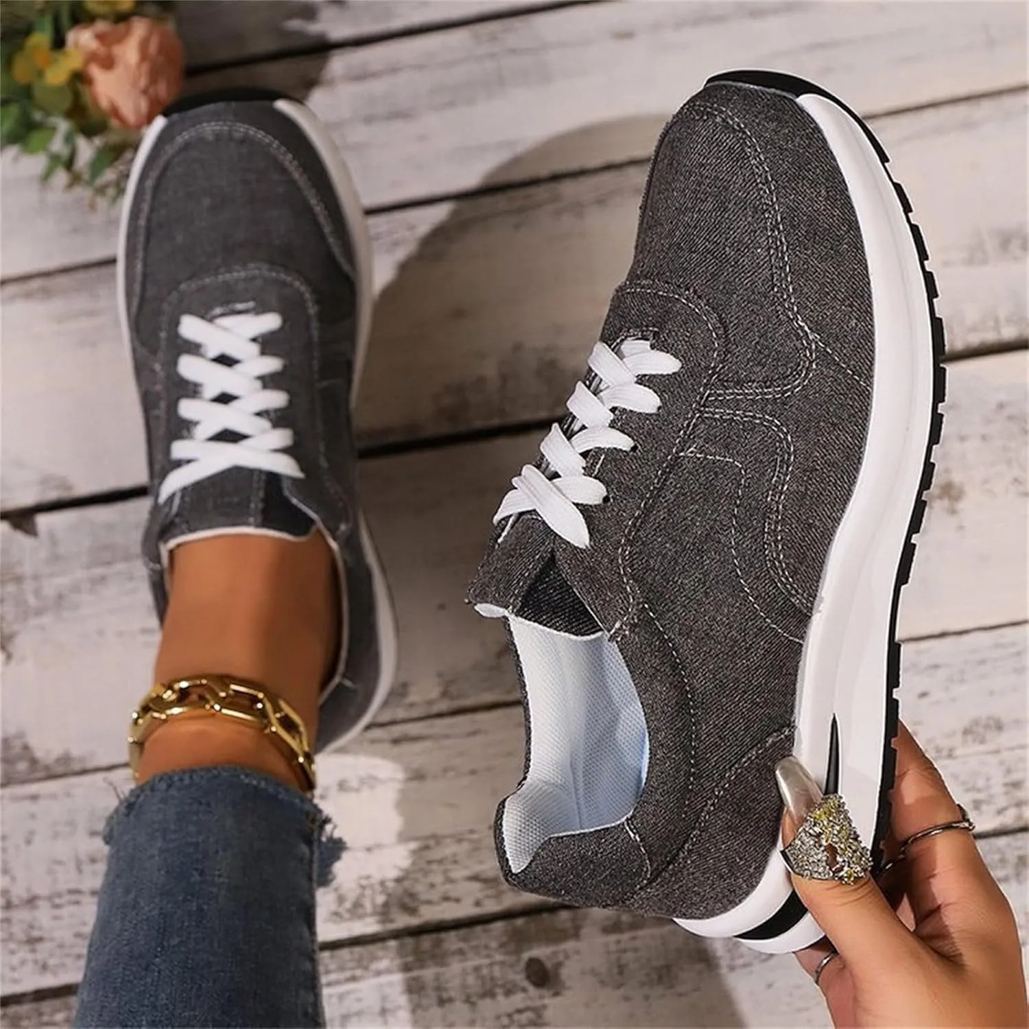 Womens Walking Shoes Fashion Casual Women Shoes Sports Shoes Lace Up Thick Soled Women Shoes Womens en Shoes for Girls