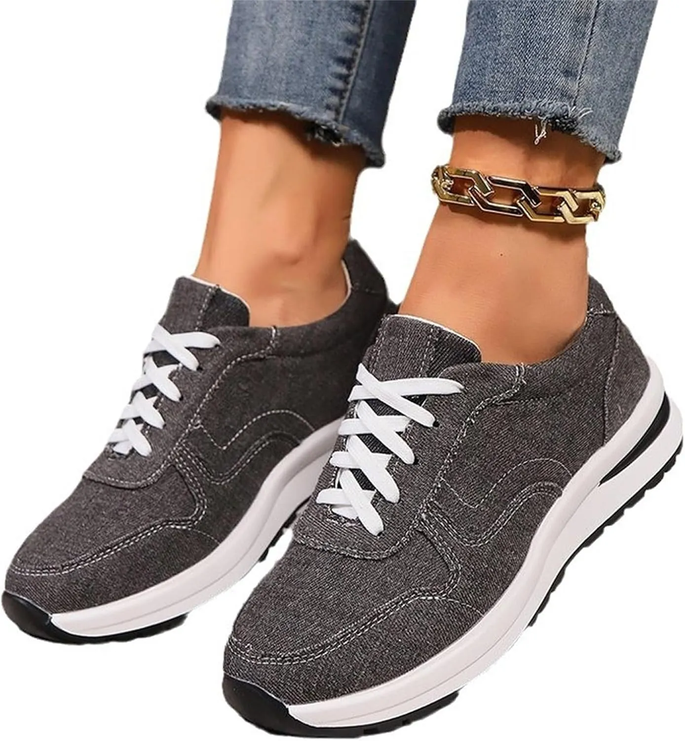 Womens Walking Shoes Fashion Casual Women Shoes Sports Shoes Lace Up Thick Soled Women Shoes Womens en Shoes for Girls