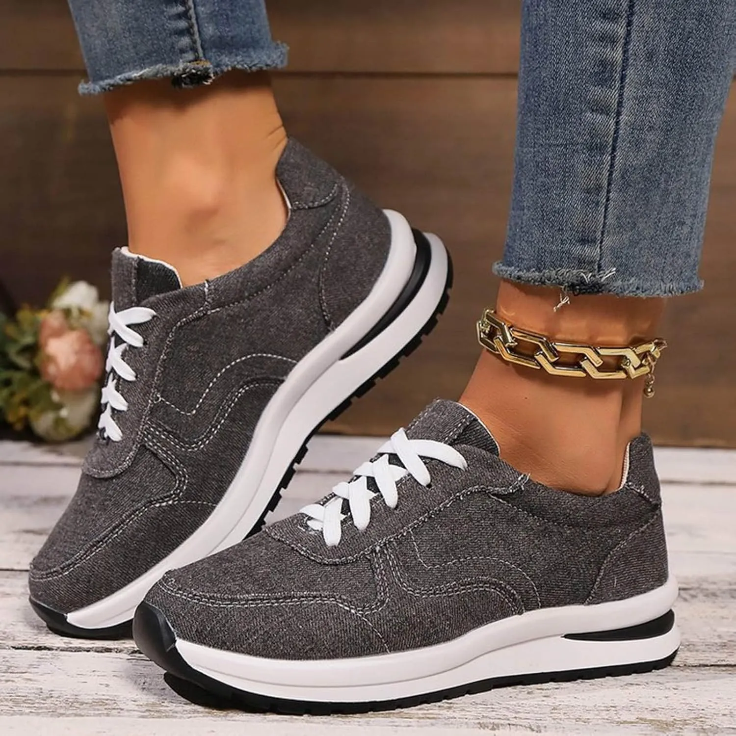 Womens Walking Shoes Fashion Casual Women Shoes Sports Shoes Lace Up Thick Soled Women Shoes Womens en Shoes for Girls